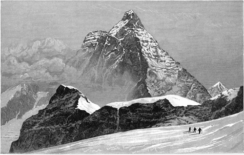 Die M&auml;nner &uuml;berqueren den Gletscher auf der Suche nach den Opfern der Katastrophe am Matterhorn.